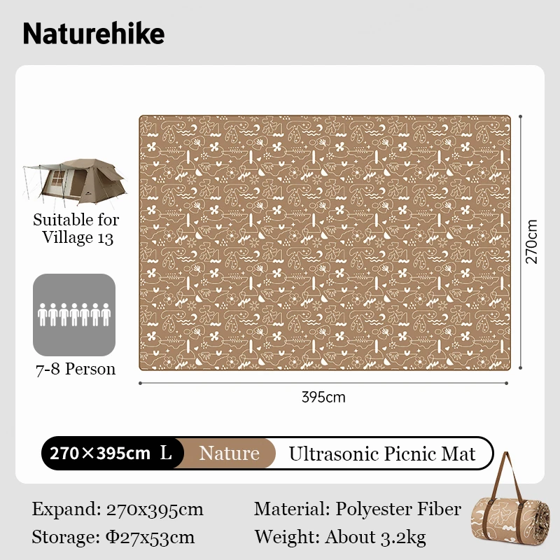⭐️シートおまけ付⭐️Naturehike Mat for Village 13 Naturehike Ultrasonic Picnic Mat Waterproof Blanket Camping Mat