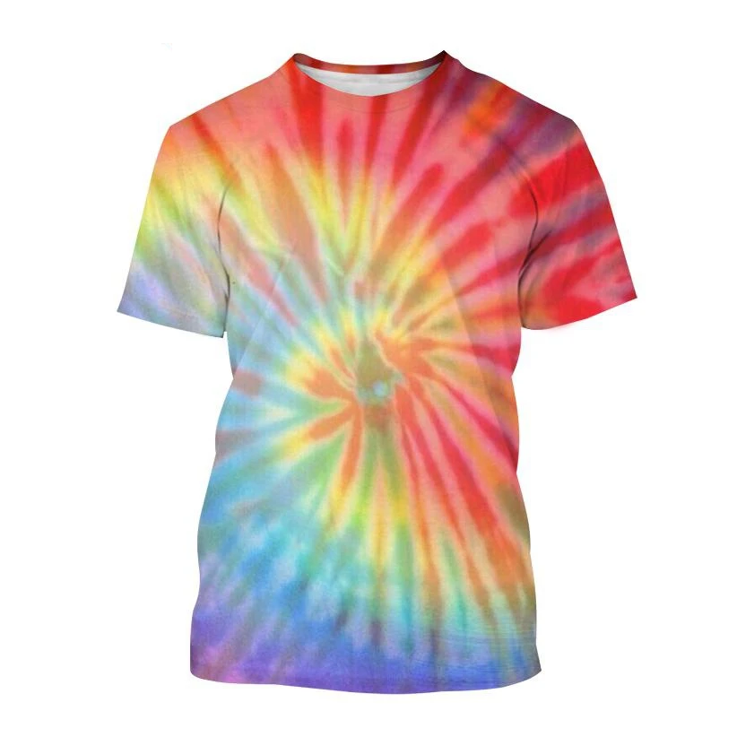 Gradient Tie Dye 3D Printed T-Shirts Men Women Casual Fashion Streetwear Oversized Short Sleeve T Shirt Kids Tees Tops Clothing