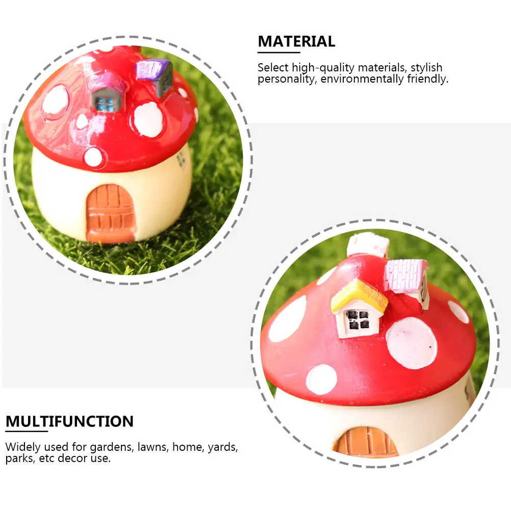 4Pcs Moss Micro Landscape Bonsai Resin Ornaments Mushroom House Design Garden Lawn Home Yard Decorative Miniature Craft