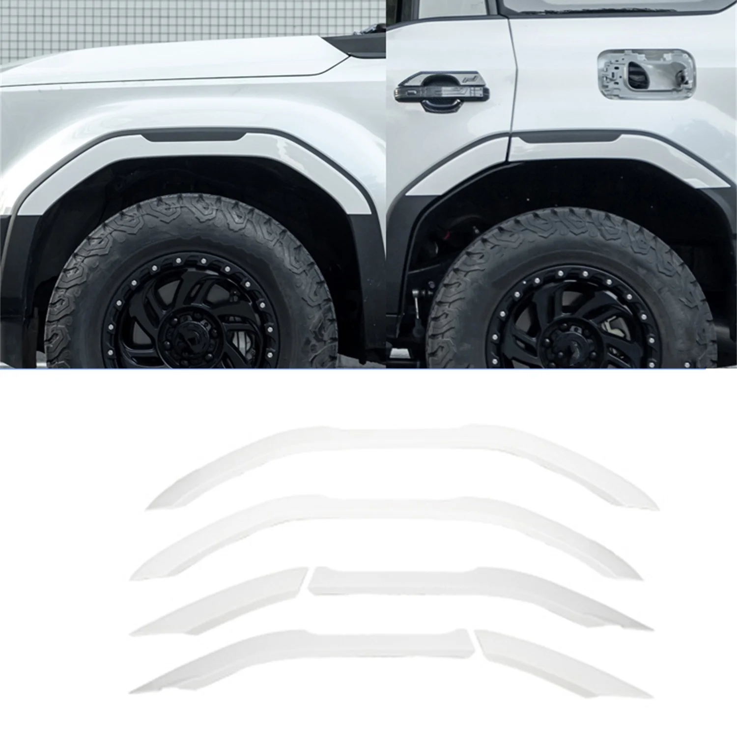

For Toyota Land Cruiser Prado LC250 J250 2024 2025 Pearl White Car Front & Rear Fender Flares Wheel Arch Extension Cover 6pcs