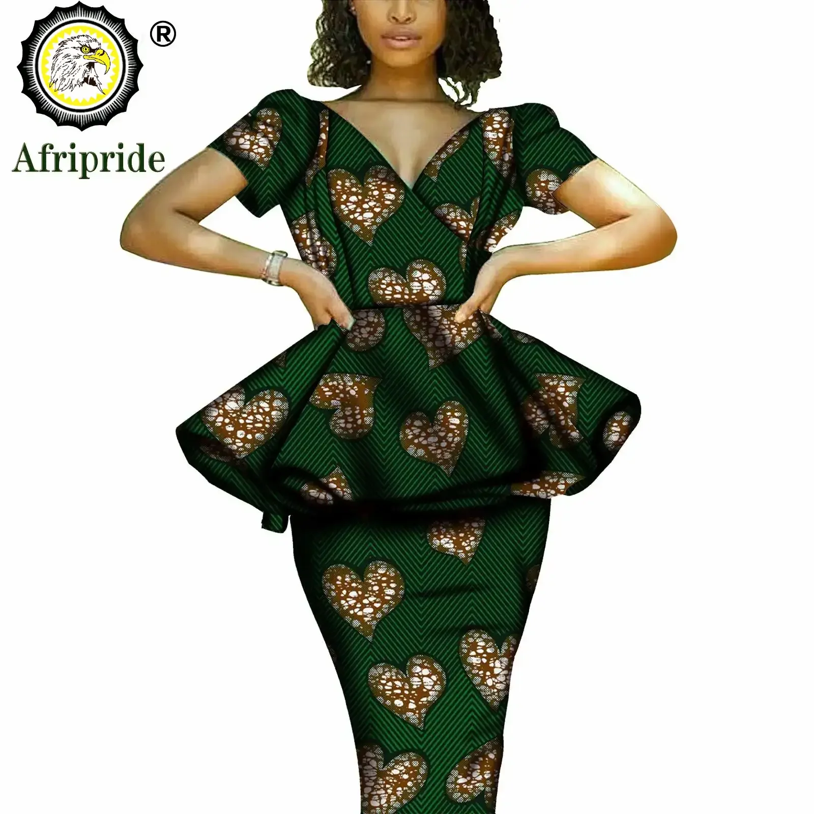 African 2 Piece Set for Women Dashiki Tops Print Skrit  Ankara Clothing Wax Attire Blouse Shirt AFRIPRIDE S1926004