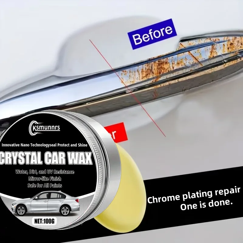 Chrome Restoration Paste Car Wheel Door Handle Window Metal Polishing Sponge Included External Maintenance Auto Care Product