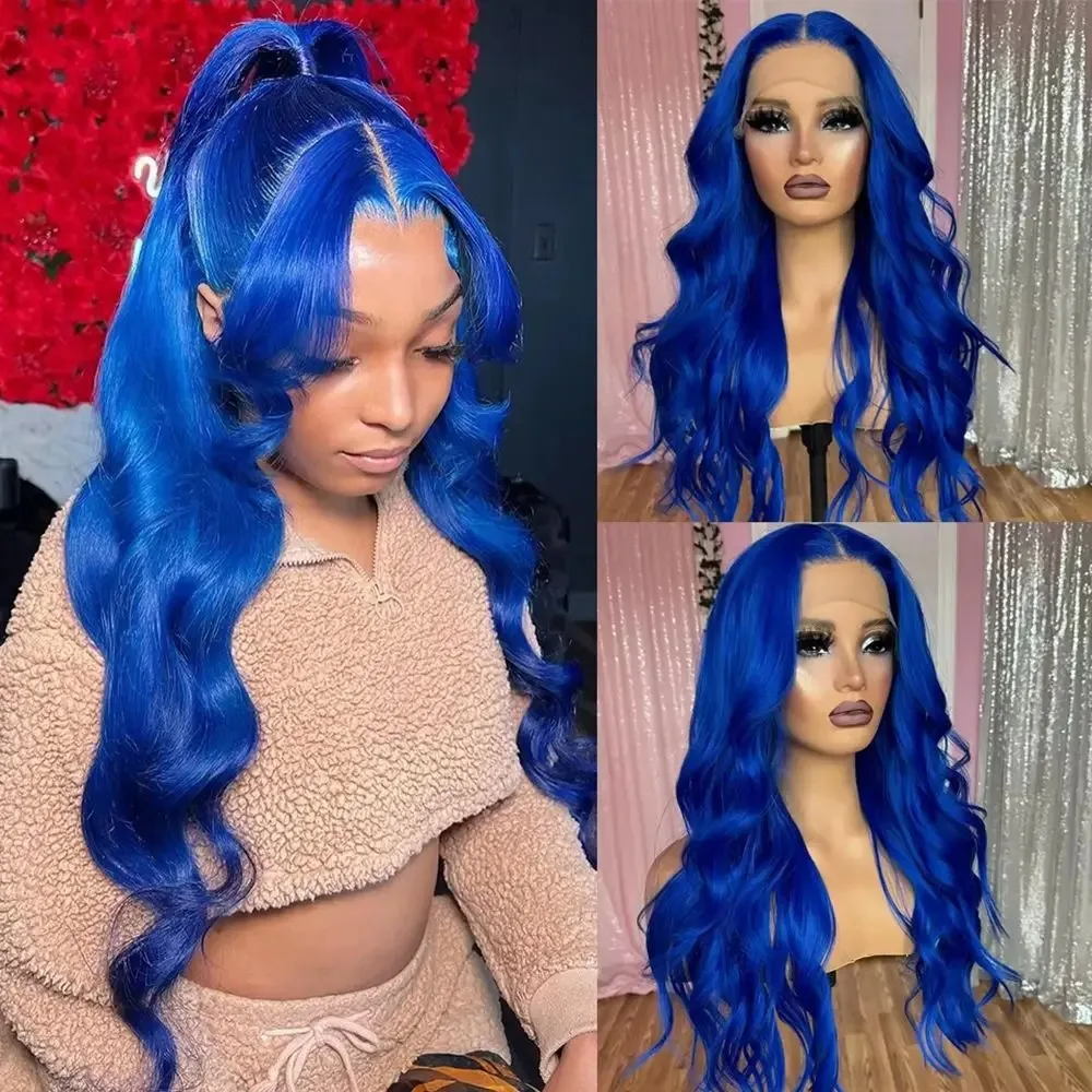 sky-blue-13x4-hd-long-body-wave-lace-fornt-wig-glueless-synthetic-lace-frontal-wig-preplucked-solid-blue-party-cosplay-for-women