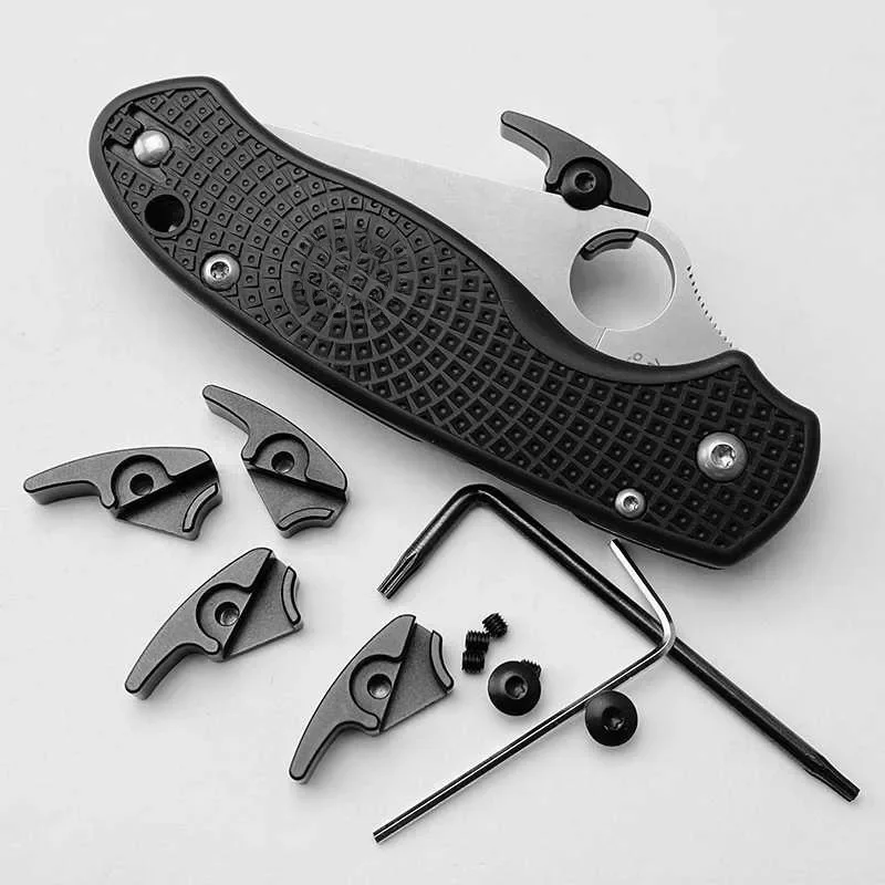 1 Set Pisau Aloi Aluminium Kait Terbuka Cepat Aksesori Sekrup Kancing Jempol untuk Spyderco Paramilitary2 Para3 C81 C10 C11 C223 C41
