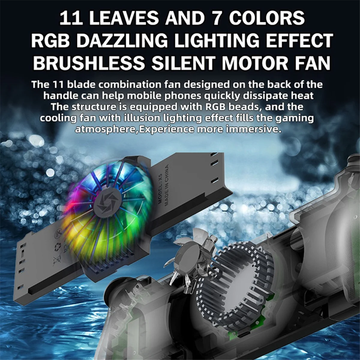 POP-lX5 Telescópico Gamepad Controlador de jogos móvel sem fio com ventilador de resfriamento Bluetooth Joystick de efeito Hall para smartphone