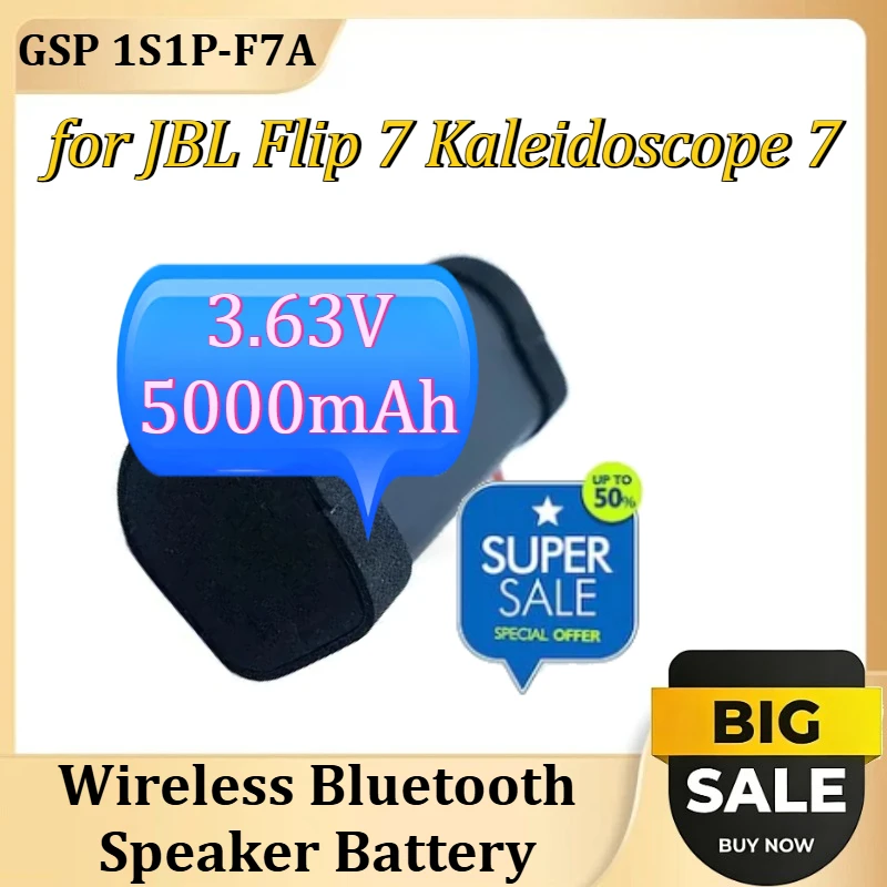 

GSP 1S1P-F7A Wireless Bluetooth Speaker Battery for JBL Flip 7 Kaleidoscope 7 Replacement Battery 3.63V 5000mAh