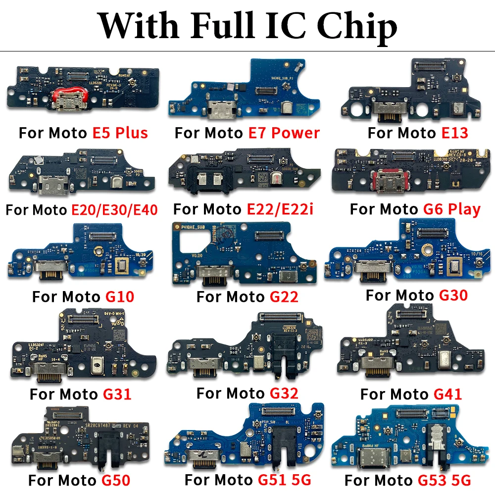 

USB Charging Port Board Flex Cable Connector Parts For Moto G84 G72 G73 G53 G51 5G G50 G30 G22 G10 G6 Play Microphone Module