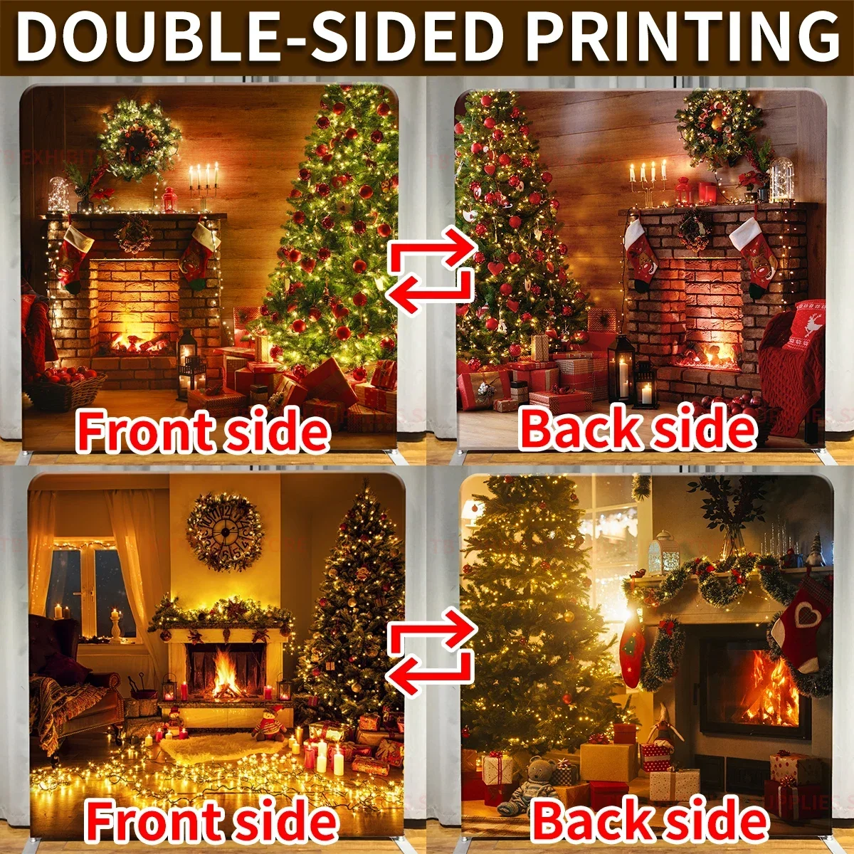 

Christmas Indoor Cosy Atmosphere Photo Booth Backdrop Stand Cover Winter Fireplace Xmas tree Photography Studio props for party