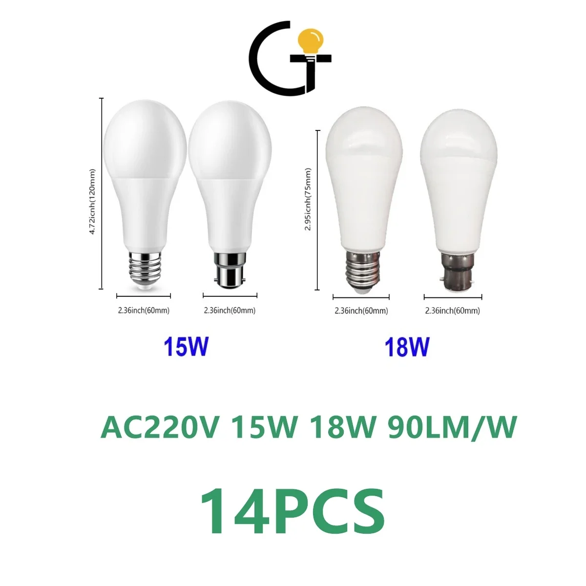 

14pcs LED Bulb Lamps A60 E27 B22 AC220V-240V 15W 18W high Power 3000K/4000K/6000K Lampada Energy Saving Lamp