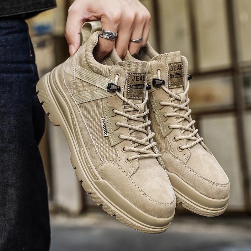 Botas de exterior para hombre, zapatos deportivos de Montañismo de marca de Color sólido, duraderos, de alta calidad, antideslizantes, a la moda