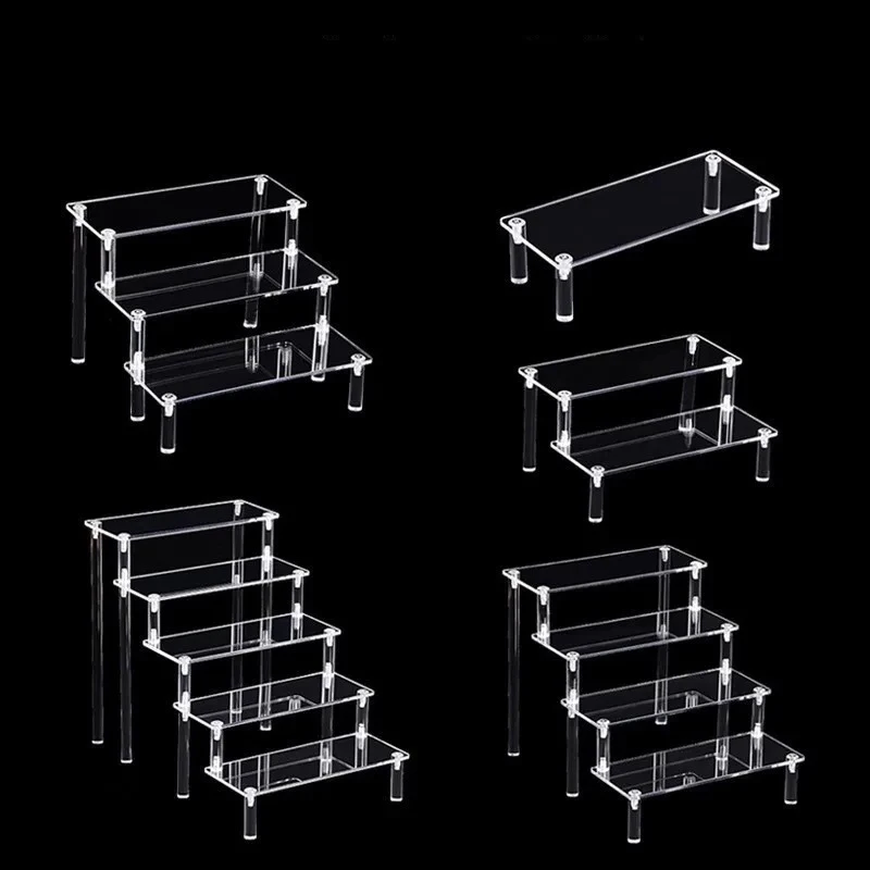 Multi-Layer Acrylic Display Stand Clear Display Riser Rack for Cupcake Perfume Doll Décor Organizer Makeup Storage Shelves