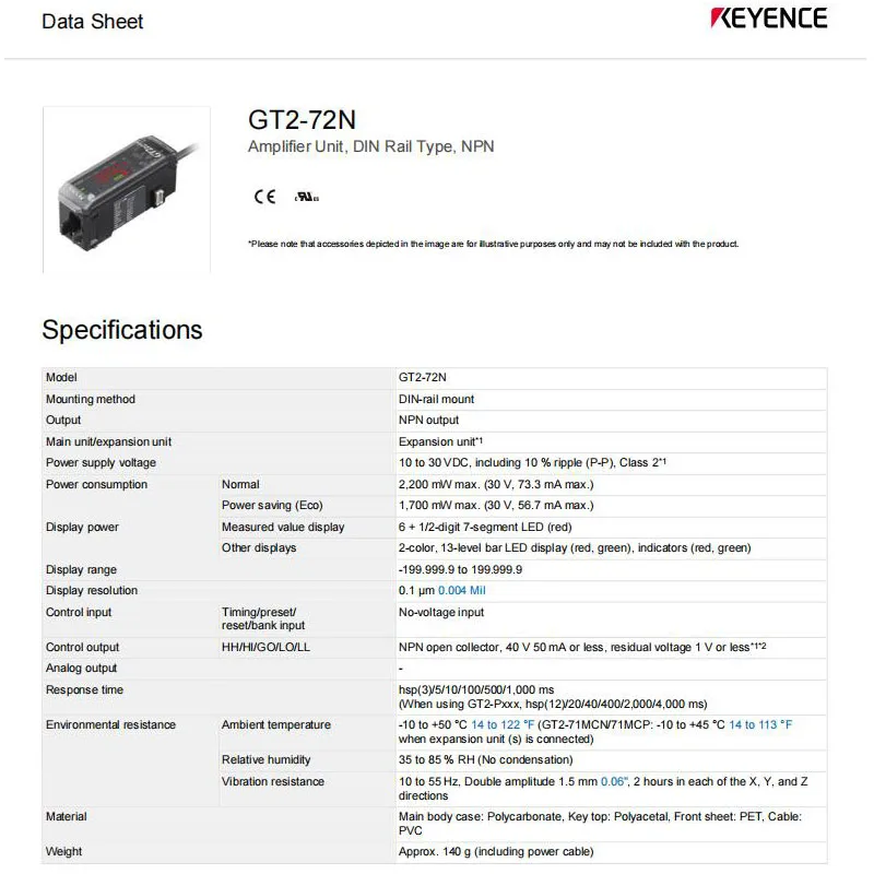 Brand New Genuine GT2-72N KEYENCE contact digital sensor