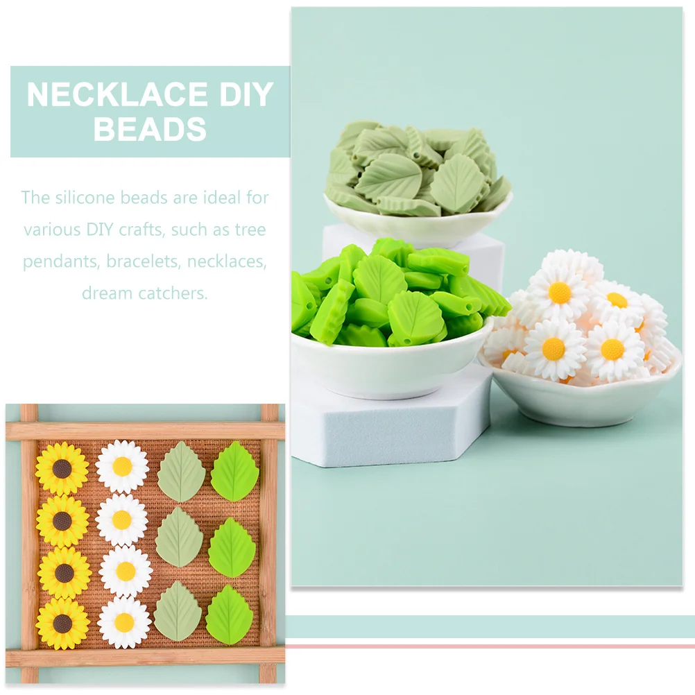 

10pcs Silicone Beads For Crafts Diy Sunflower Leaf Loose Beads Jewelry Making Handcraft Spacer Bead Craft Supplies