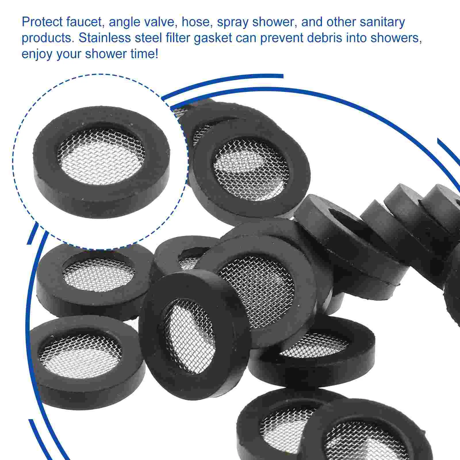 20 Pcs Plumbing Hose Seal Washer Sink Strainer Tool Rubber Gasket with Net Shower Head Filter for Sprinkler Maintenance