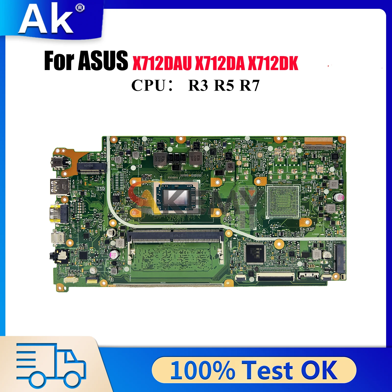 

X712DAU Laptop Motherboard For ASUS VivoBook X712DAP X712D X712DK M5050D X712DA V5000d M712D F712D Mainboard With R3 R5 R7 CPU