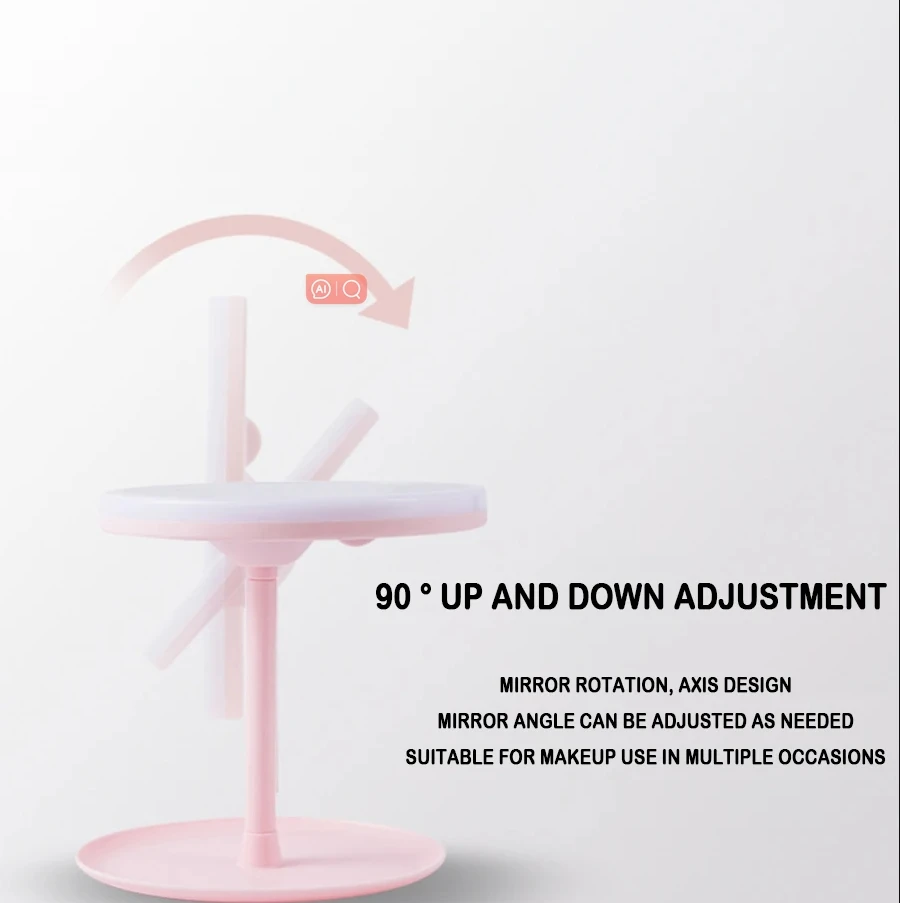 1200 mah LED Makeup Mirror 3 Color Light Adjustment  Light Up at a Touch Ultra Long Endurance Tray Storage Table Vanity Mirror