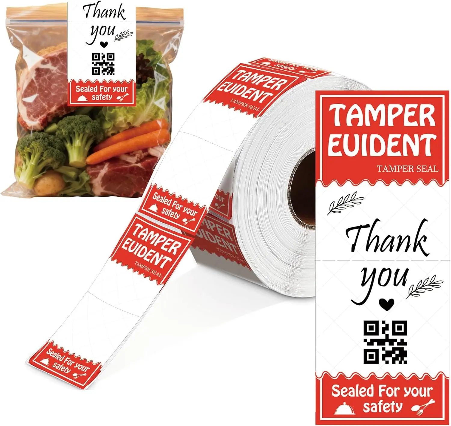 

2 x 4 inch Tamper Evident Thermal Printer Sticker Paper 250 Pcs Red Tamper Proof Writable Security Seals Labels