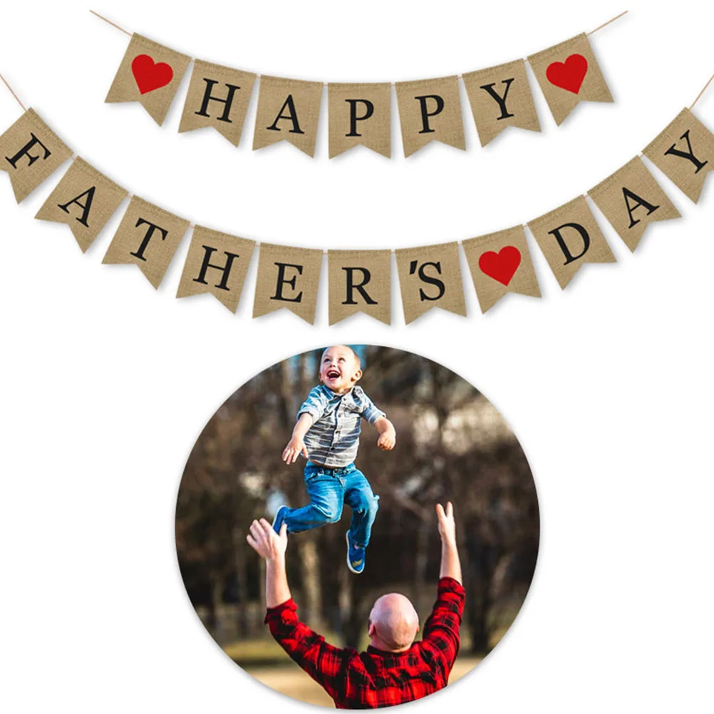 

Father's Day Pull Flag Decorations Bunting Garland Banner Burlap Decorate Party Supplies