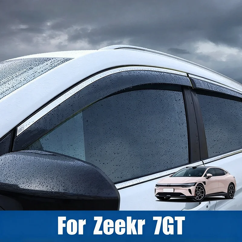 Window Rain Guards Car Side Door Anti-Rain Deflectors Matte Black Smoke Weatherproof Shield Accessories For Zeekr 7GT 2025 2026