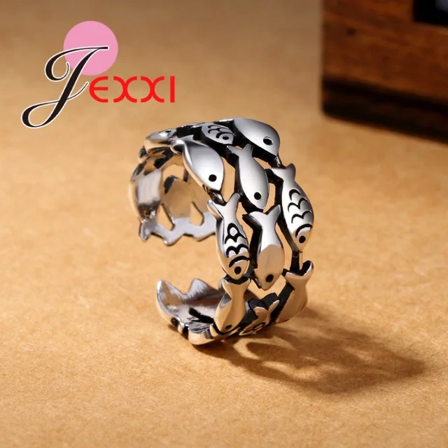 2025 New Arrival 925 Sterling Silver Fish Rings For Women Christmas Gifts Adjustable Open Ring Ladies Boho Jewelry Anillos