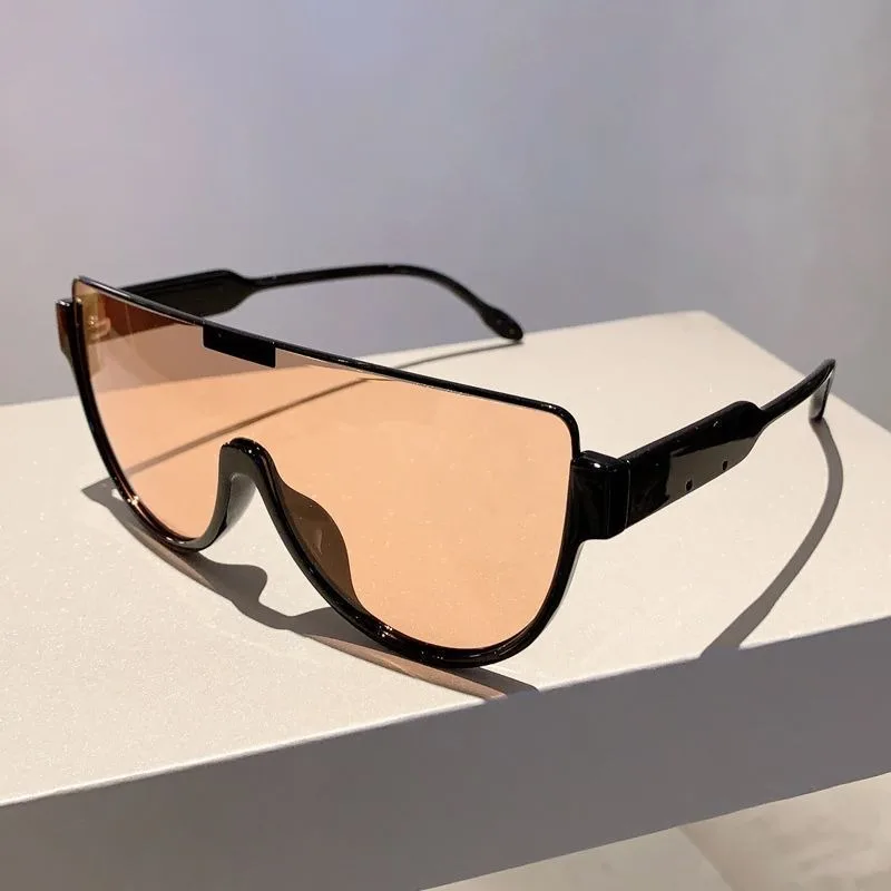 

Monoblock Semi-round Sunglasses Half Frame Outdoor Oversized Sun Glasses Designer Goggle Shades for Women & Men