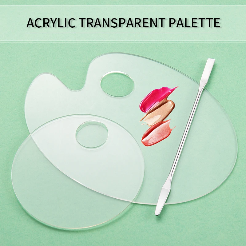 Transparent Acrylic Mixing Palette With Makeup Spatula Cosmetic Nail Polish Paint Mixing Tool For Beauty Painting DIY Craft