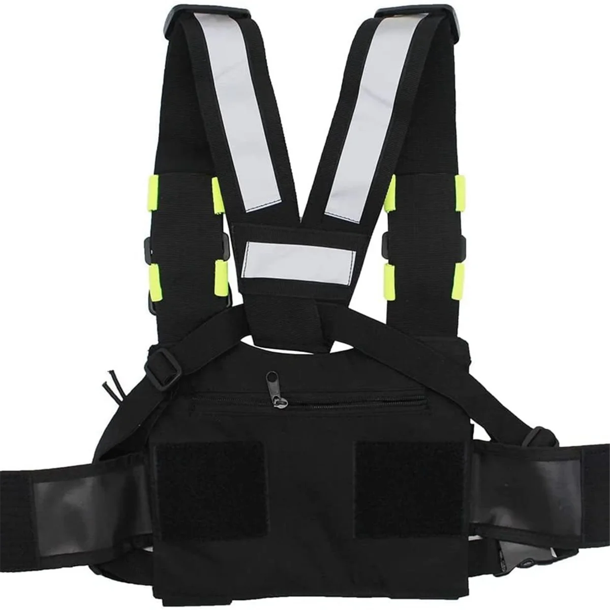 ABSQ-Walkie Talkie Double Chest Bag Radio Reflective Chest Harness Holder Bag Vest Rig Walkie Talkies Front Pack Pouch Case D