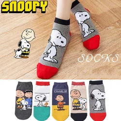 5 pezzi Snoopy Regular Four Seasons Universal Cartoon Men Cotton Socks calzini da barca divertenti antiscivolo assorbenti dal sudore