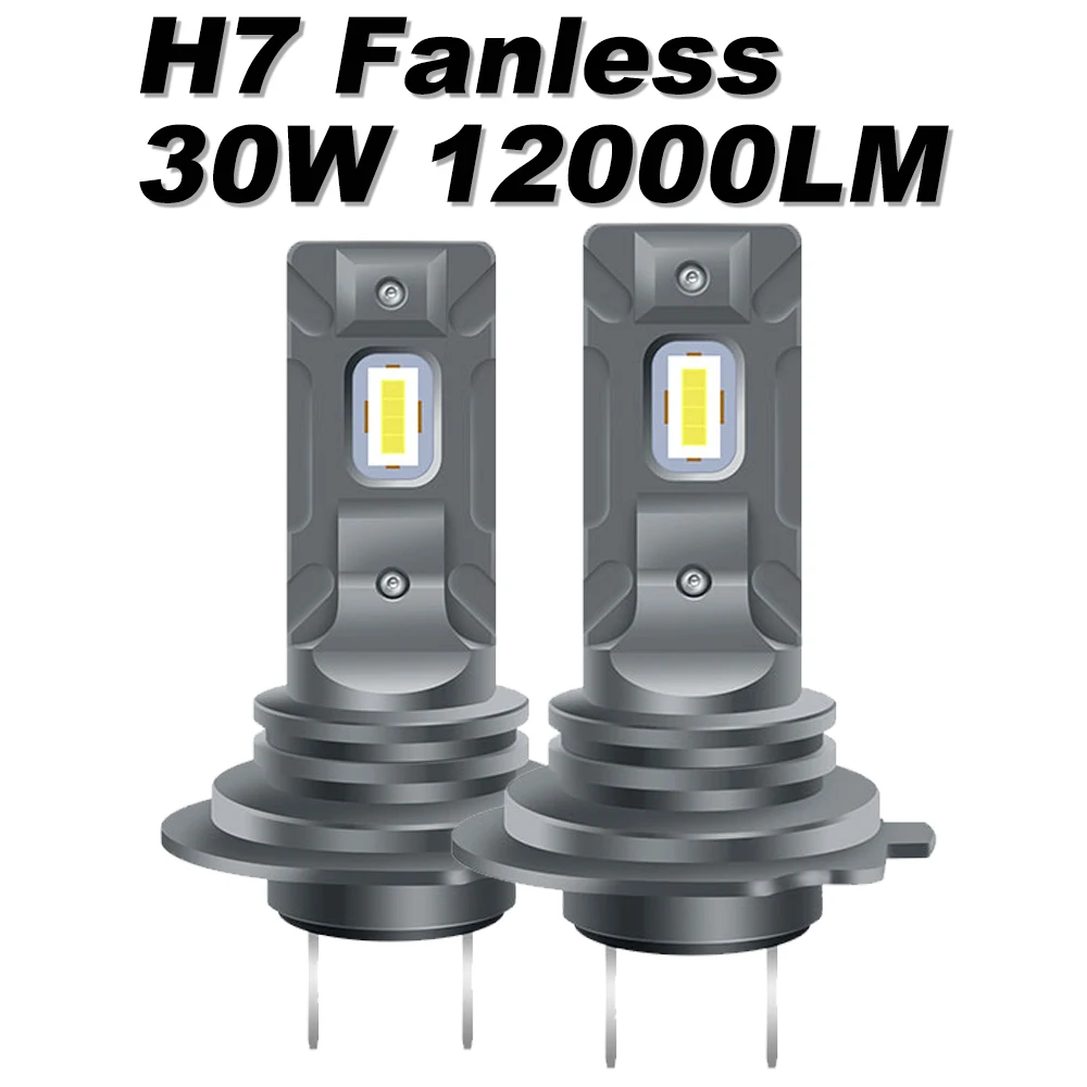 

ASLENT 2Pcs H7 LED Headlight Bulbs Mini Size Fanless Wireless for Car Headlight CSP 3570 LED H7 Auto Diode Lamp 6000K 30W 12V