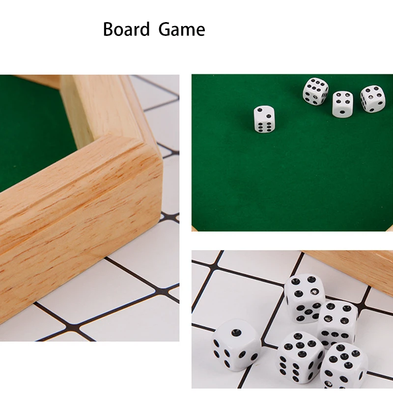 Drewniana gra planszowa ośmiokątna z 5 kostkami, idealna na wieczór gier rodzinnych, przyjęcie z przyjaciółmi, zabawka na imprezę.