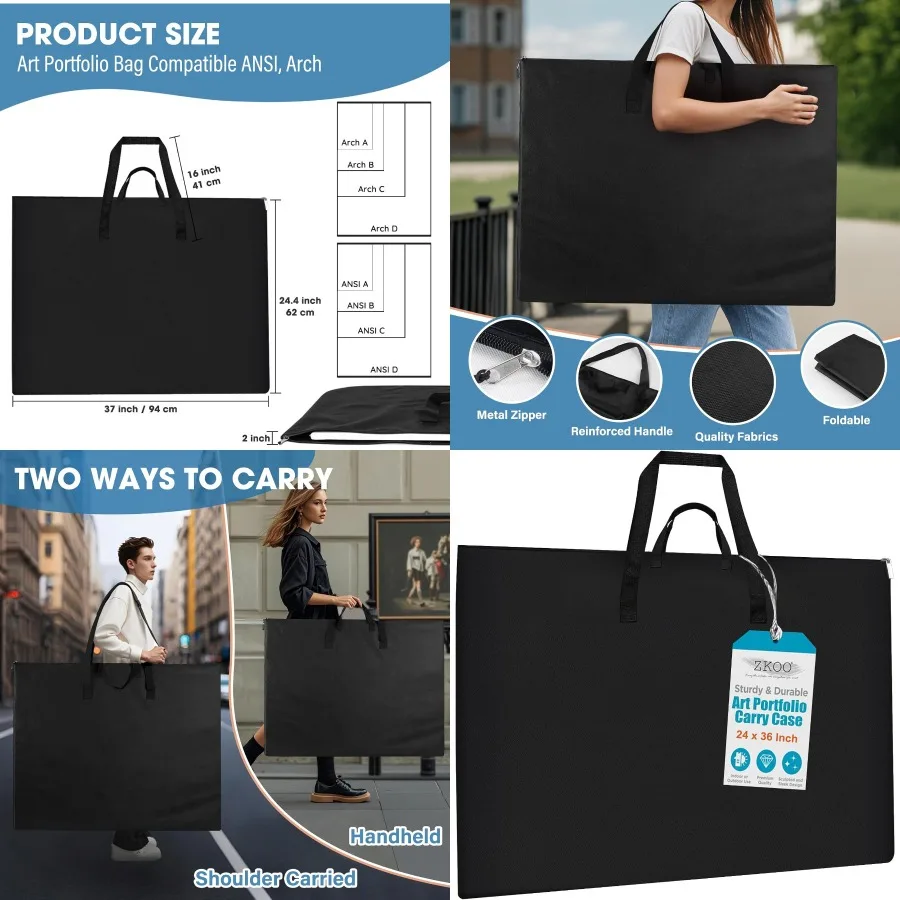 กระเป๋าใส่ผลงานศิลปะขนาดใหญ่พร้อมดีไซน์น้ำหนักเบาและสายสะพายไนลอนที่ทนทานเพื่อการพกพาและจัดเก็บผลงานศิลปะได้ง่าย