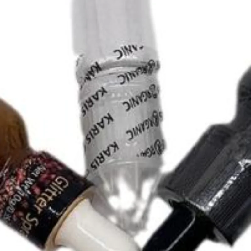 200Pcs Printed Transparent Bands With Hole 41x30mm Heat Shrink Packaging Sealer For Bottles Sealing