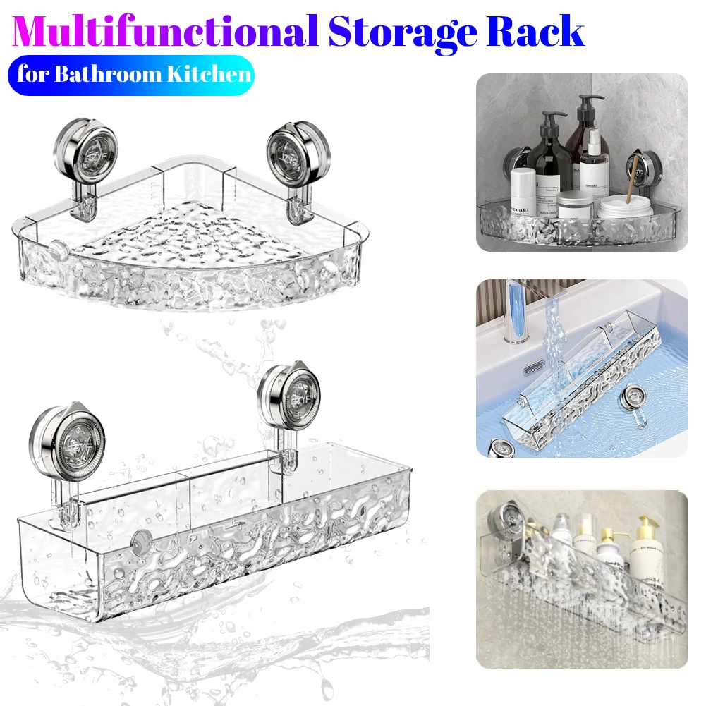 Multi-functional Bathroom Shelf Suction Cup Bathroom Organizers No Drill Wall Shelves Wall Mounted Shampoo Bottle Shower Rack