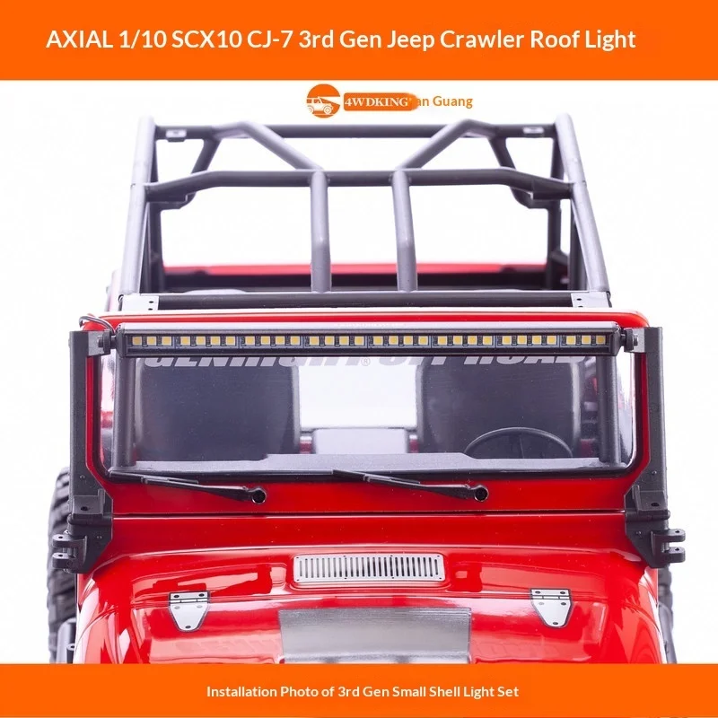 Axial SCX10 III Jeep CJ-7 LED Light Bar Roof Rack Bumper LED Lights Crawler Accessories Upgrade Offroad