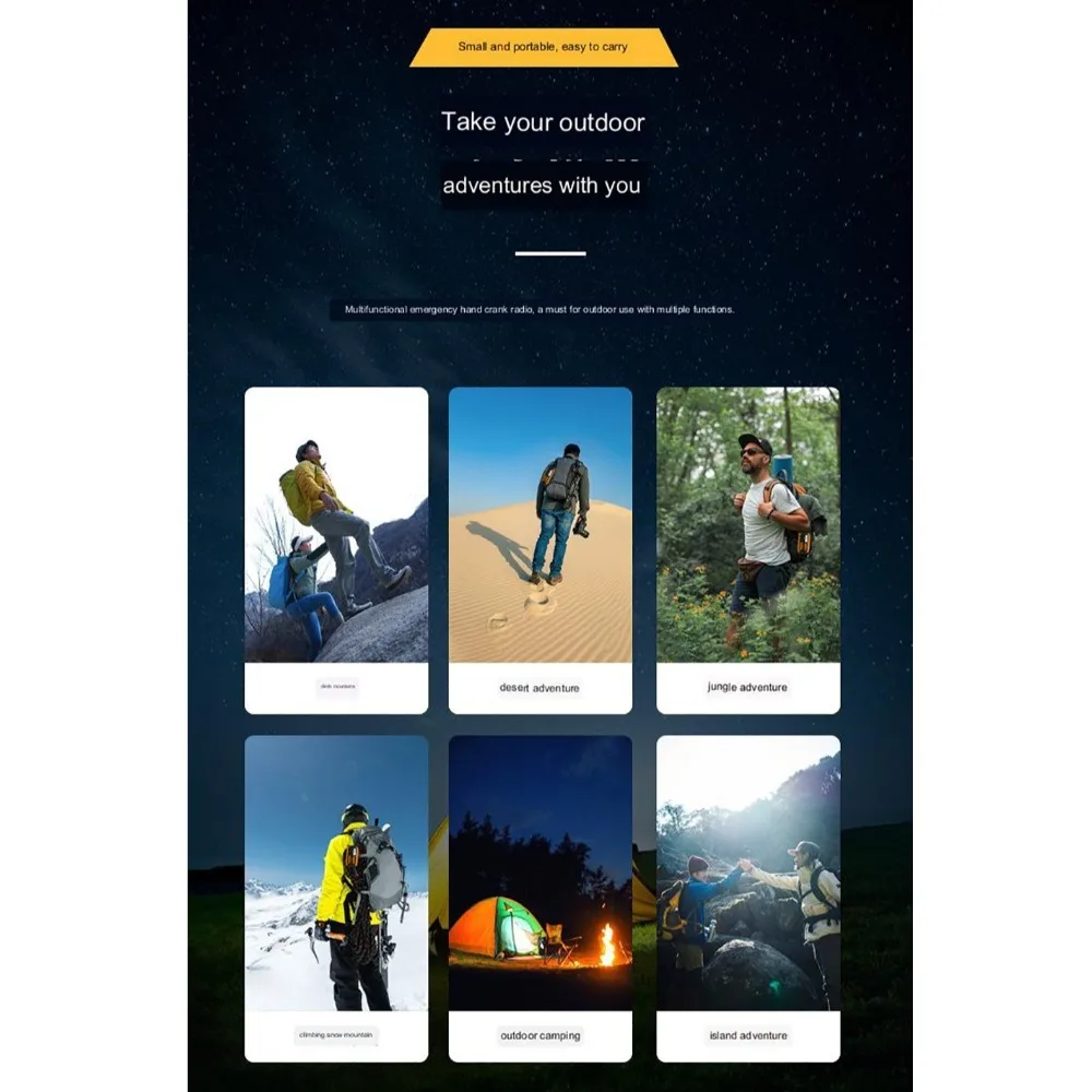 2000mAh Radio di emergenza solare AM FM NOAA Manovella Radio meteorologica portatile Torcia a LED N in 1 SOS Radio esterna da campeggio
