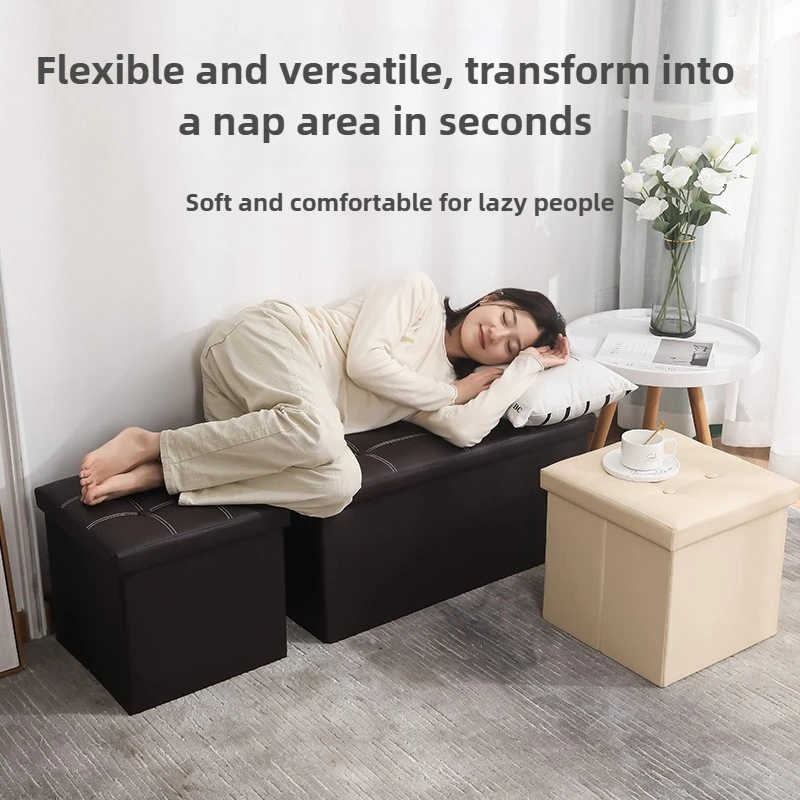 Multi Functional Storage Box, Doorstep Shoe Changing Stool, Foldable Sofa Stool, Clothes and Toys Storage Stool Organizer Box