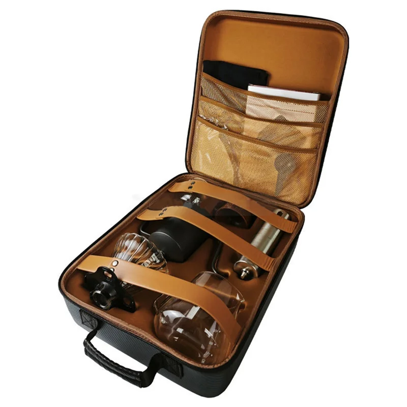 

A96K-13 Pcs Travel Coffee Lovers Sets With Manual Coffee Grinder Coffee Dripper Goose Neck Kettle Digital Scale Paper Filter