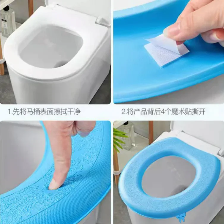 Waterproof Soft Toilet Seat Cover Washable Sticker Foam Toilet Cover EVA Toilet Cushion Sticker Bathroom Closestool Protector