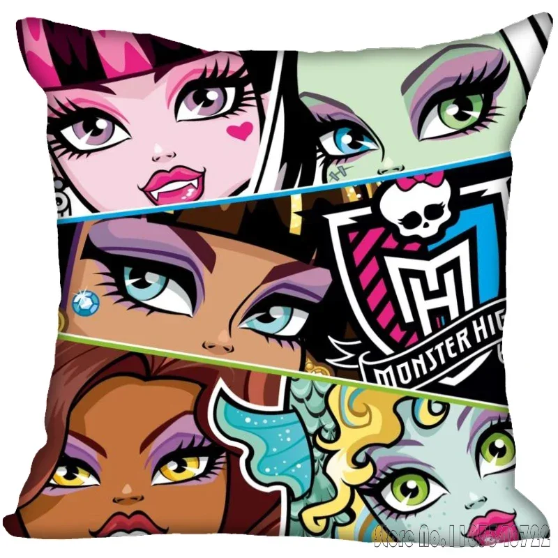 Anime Monster High Cushion Cover Plush Pillowcase Pillow Case Sofa Car Home Decor 45x45cm Kids Gift