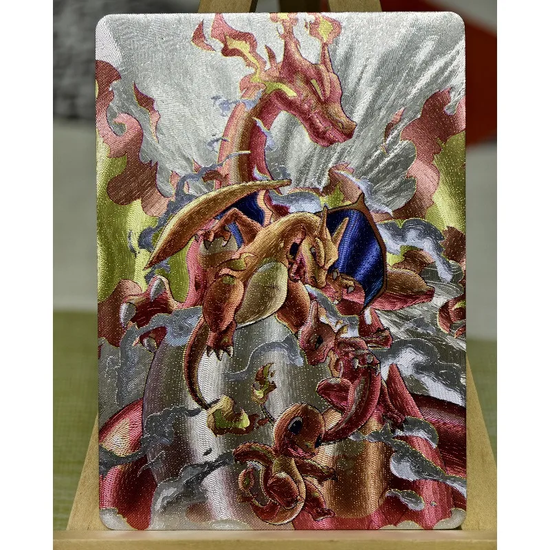 3 pçs/set PTCG Primeira Geração Charmander/Squirtle/Bulbasaur DIY Refratório Áspero Cartão Flash Anime Jogo Coleção Cartão Brinquedo Presente