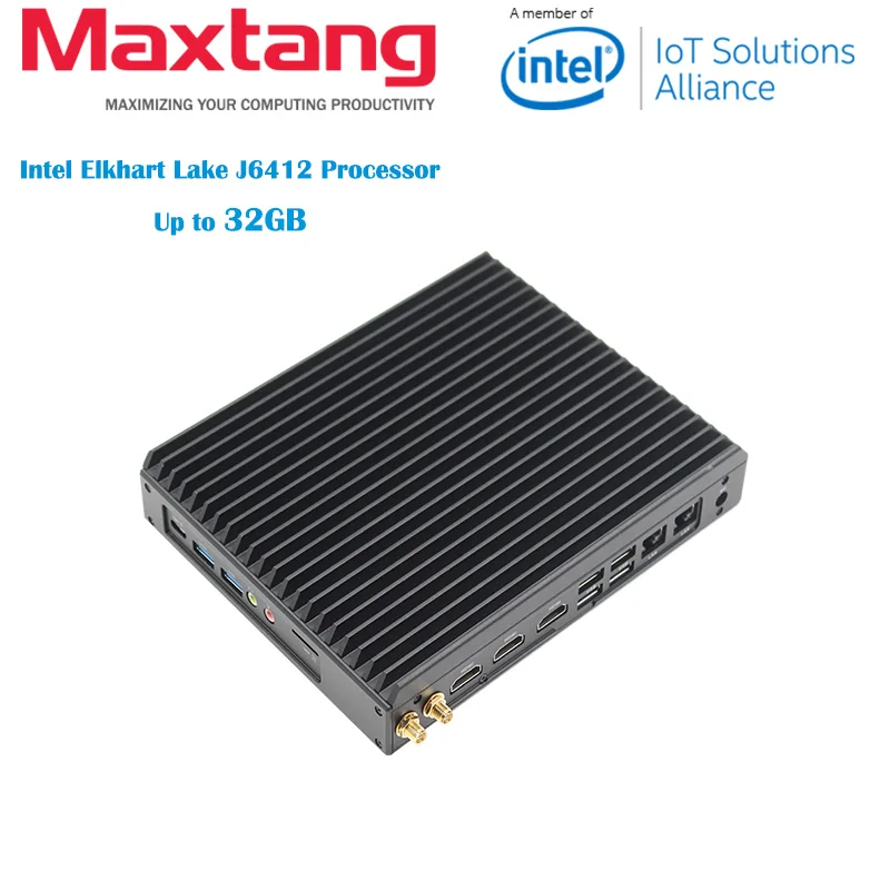 Maxtang-Mini piezas Intel Elkhart Lake J6412, PC sin ventilador DDR4, 8GB, 128GB/256GB, 16/32GB, 500GB, Windows 10/11