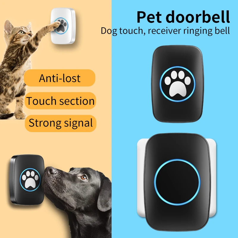 CACAZI Wireless Doorbell for Dog Pets Waterproof Dog Doorbell Bell for Toilet Training Sensor Motion Touch Button Pet Doorbell