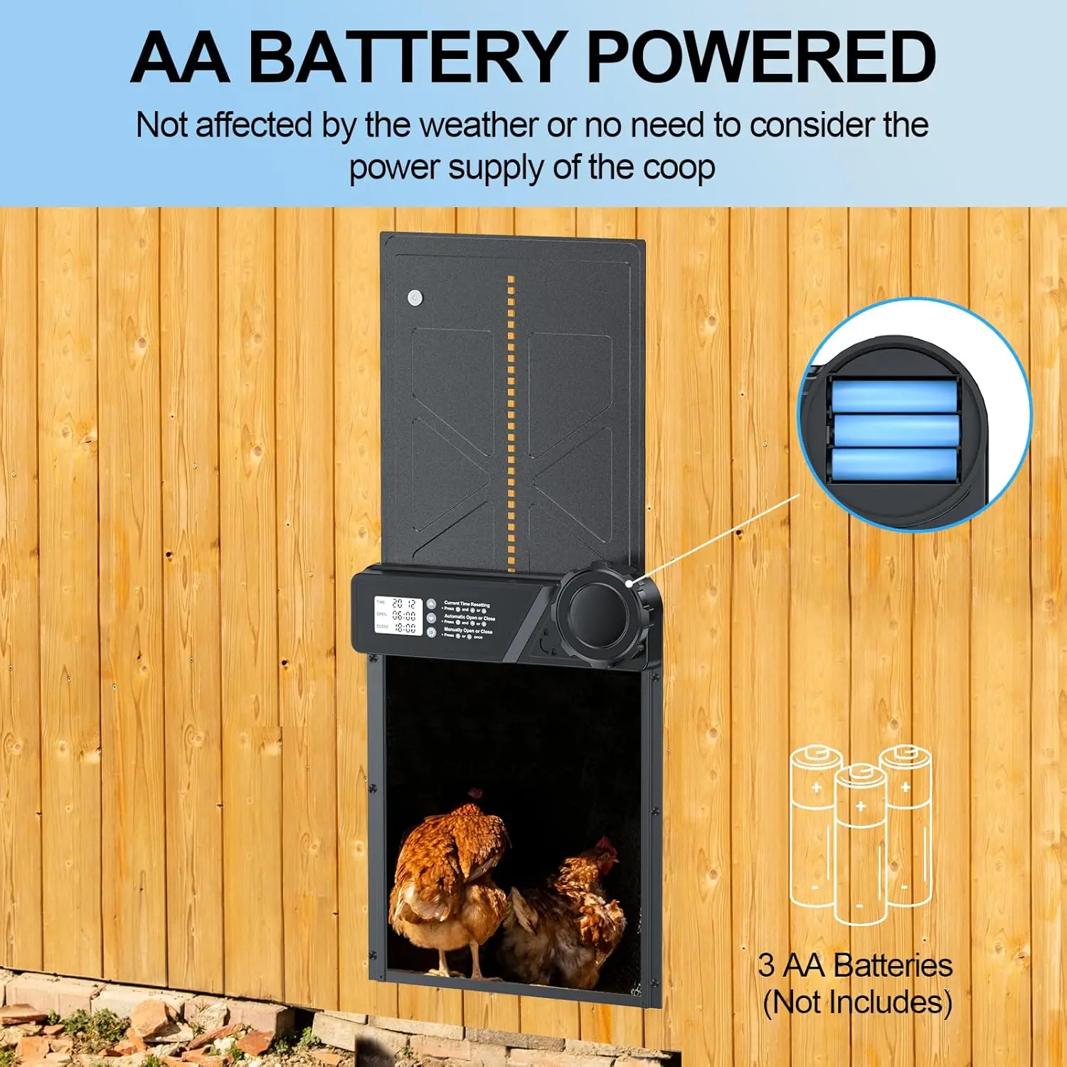 Temporizador automático para gallinero, puerta inteligente de inducción antipellizco para casa de pollos, puerta eléctrica para aves de corral para granja