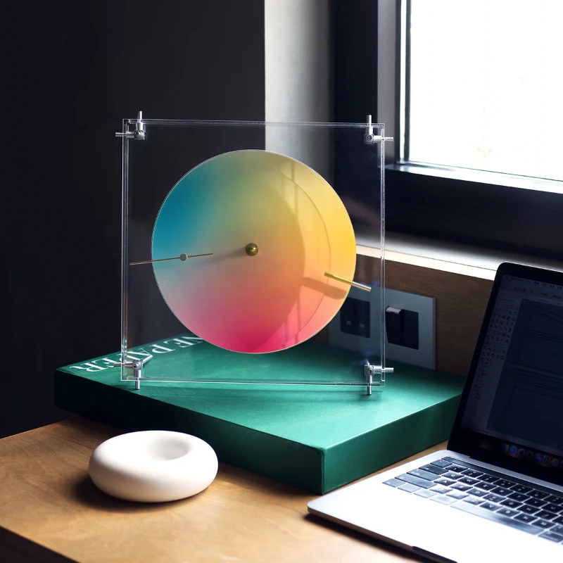 string living objects Rainbow wall clock Acrylic mute clock Modern future sense color change original design