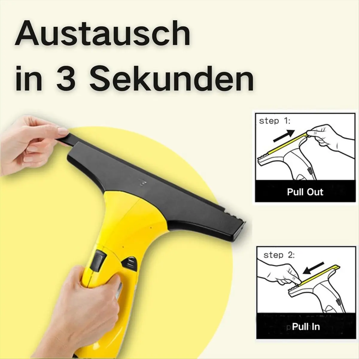 *ESTR Replacement Parts for Karcher Window Vacuum, 3 Pieces Accessories Microfibre Mop Covers and 2 Pieces Rubber Lip Puller