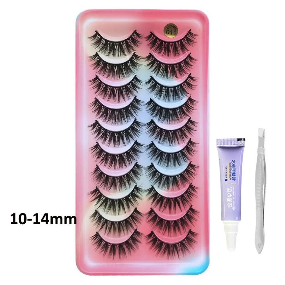 10 Paar 3D-Faux-Nerz-Faux-Nerzwimpern, natürlicher Look, flauschige falsche Wimpern, dickes Volumen, schwarzes Band, gefälschte Wimpern für den Alltag