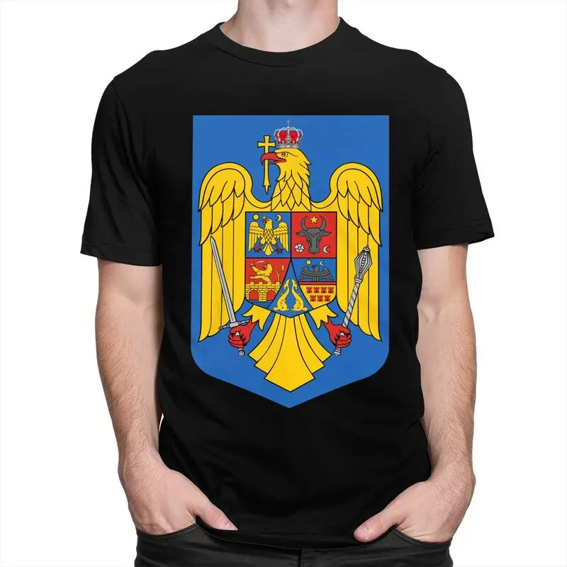 T-shirt manches courtes homme, blason cool de Roumanie, en pur coton, cadeau d'été