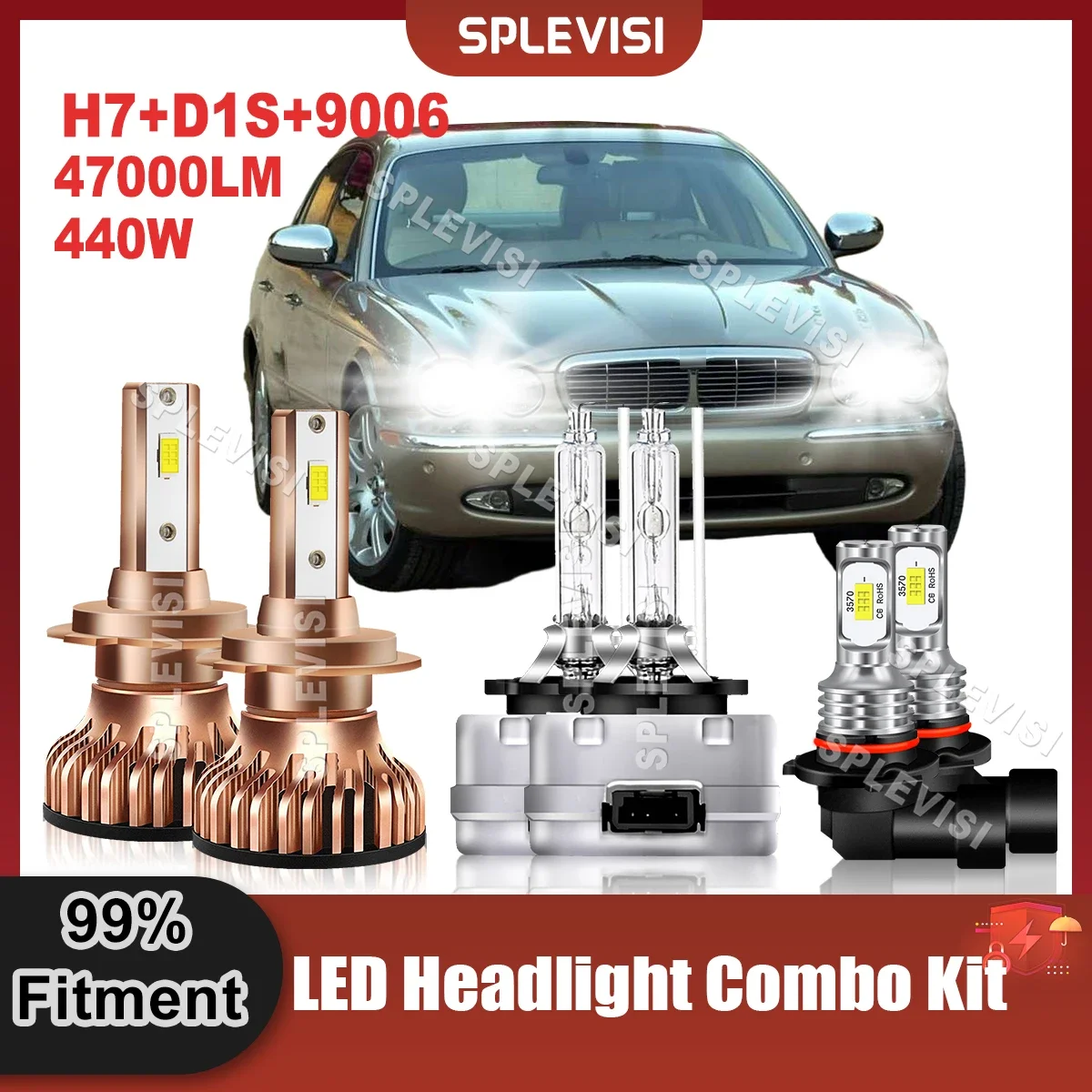 

Super Brighter Car Light Headlight High Low Beam Foglamp Kit 47000LM 440W Replace Combo For Jaguar Vanden Plas 2004 2005 2006