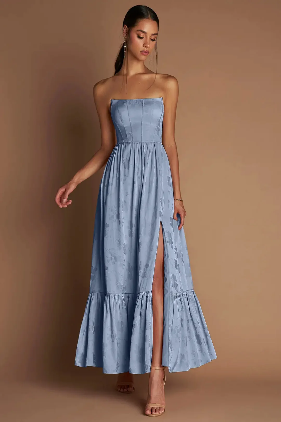 Floral Print Midi Sundress Elegant strapless Strap Flowy Dress Aussie Summer Women Boho Chic Beach Dress