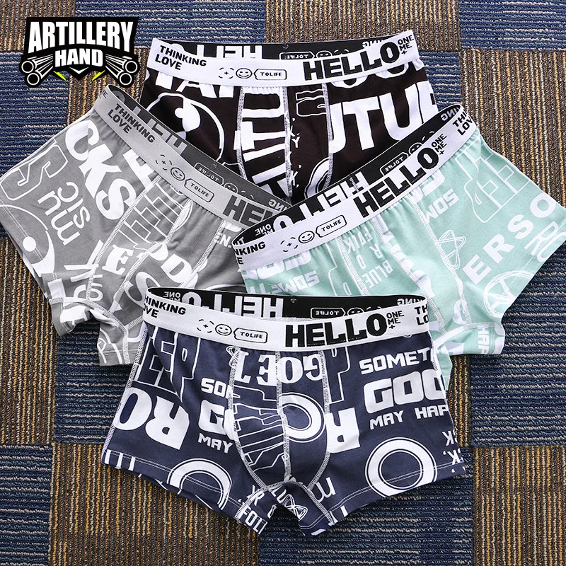 

Men's New Underwear Boxer Shorts Teenage Printing Underwear Boxer Shorts Student Underwear Shorts Boxer Shorts Mid-Waisted